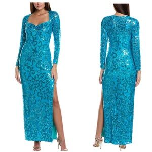 SHO BY TADASHI SHOJI Sequin Column Gown in Sea Breeze As/Sn on Days of our lives